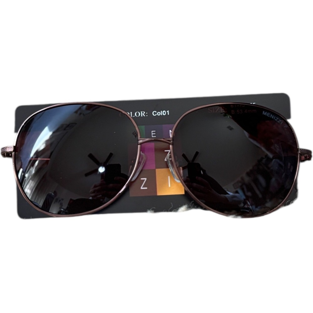 NWT MENIZZI Sunglasses Aviator Brown Black Lenses MS09 Sz 61-15-135 Designer